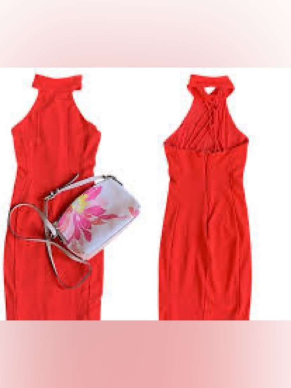 Bebe medium Red Halter Neck Women’s Dress